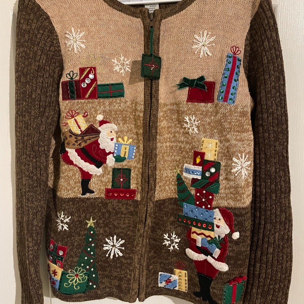 Festive Brown and Cream Women's Sweater